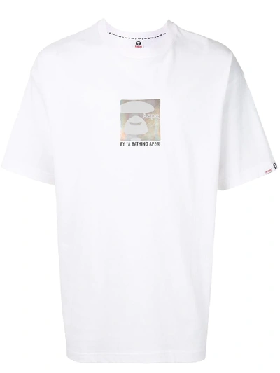 Shop Aape By A Bathing Ape Iridescent Logo T-shirt In White