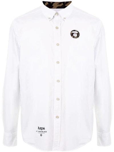 Shop Aape By A Bathing Ape Camouflage-panel Shirt In White