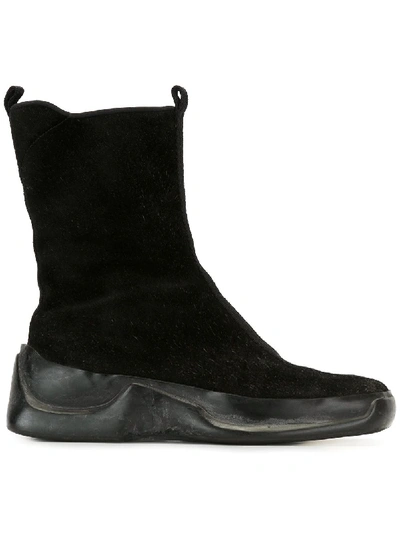 Pre-owned Prada Trimmed Boots In Black