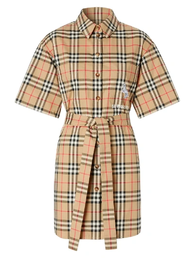 Shop Burberry Check Print Belted Dress