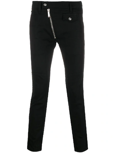 Shop Dsquared2 Mid-rise Asymmetric Skinny Trousers In Black