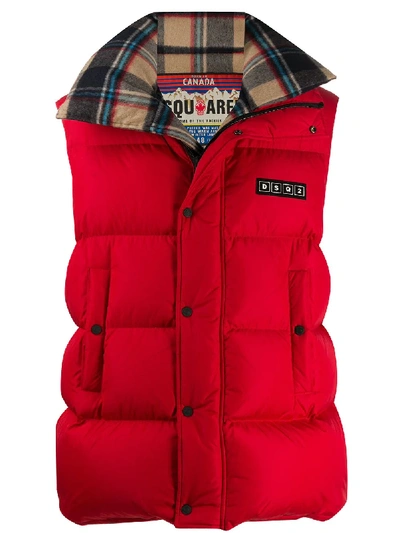 Shop Dsquared2 Logo-patch Padded Gilet In Red