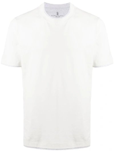 Shop Brunello Cucinelli Short Sleeve Poplin T-shirt In White
