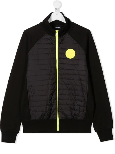 Shop Diesel Teen Shell-panelled Jacket In Black