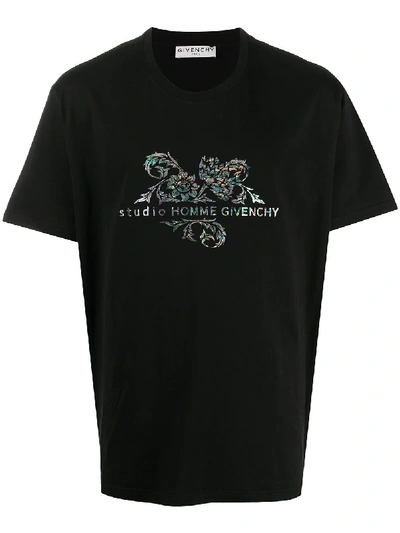 Shop Givenchy Floral Print T-shirt In Black