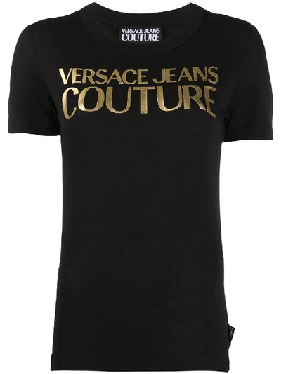 Shop Versace Jeans Couture Logo Print Slim Fit T-shirt In Black