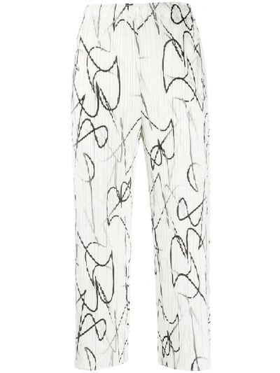 Shop Issey Miyake Conductor Micro-pleated Cropped Trousers In White