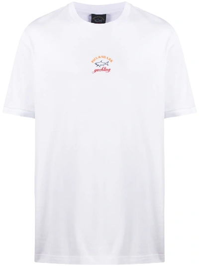 Shop Paul & Shark Crew Neck Printed Logo T-shirt In White