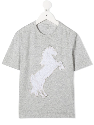 Shop Stella Mccartney Horse Patch Crew-neck T-shirt In Grey