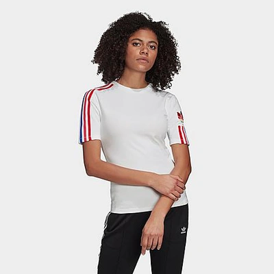 Shop Adidas Originals Adidas Women's Originals Adicolor 3d Trefoil T-shirt In White