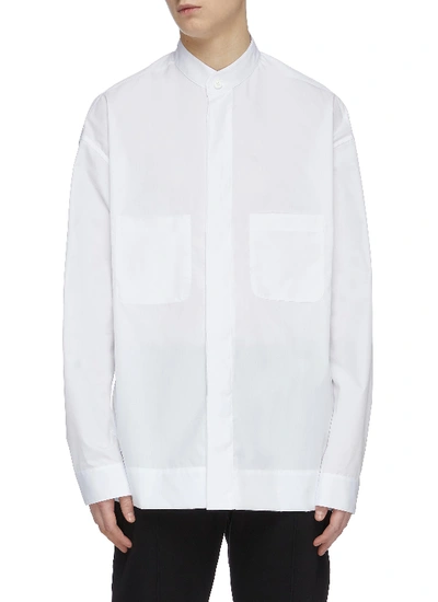 Shop Haider Ackermann Band Collar Cotton Poplin Oversized Shirt In White