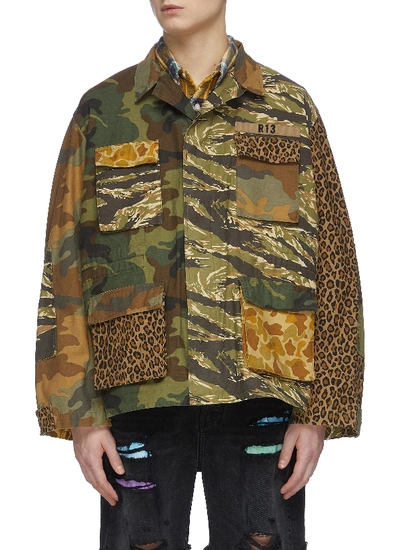 Shop R13 Cinched Waist Camouflage Print Jacket In Multi-colour