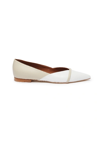 Shop Malone Souliers Colette Nappa Leather Ballerina Flats In White
