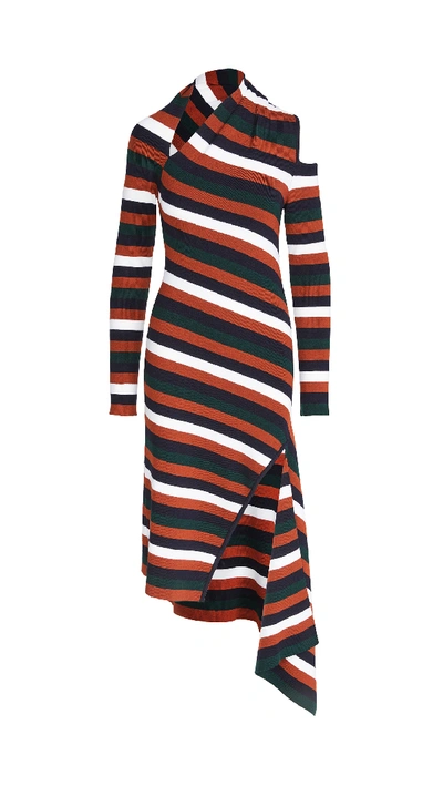 Shop Monse Stripe Sliced Long Sleeve Knit In Midnight Multi