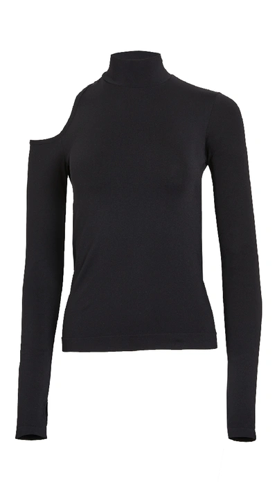 Shop Helmut Lang Back Cutout Long Sleeve Top In Black