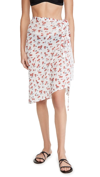 Shop Hvn Mesh Wrap Skirt In Cherry
