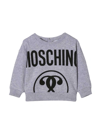 Shop Moschino Grey Sweatshirt With Frontal Logo In Grigio