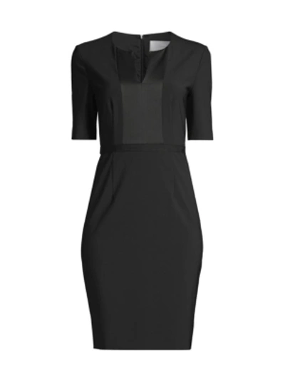 Shop Hugo Boss Deriba Stretch Sheath Wool Dress In Black
