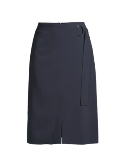 Shop Hugo Boss Vameneo Micro Twill A-line Skirt In Midnight