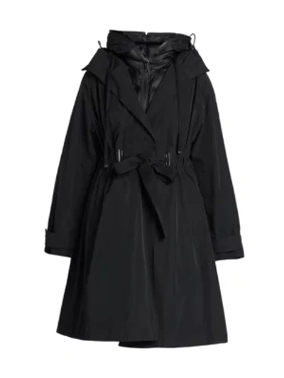 Shop Moncler Batz 3-in-1 Puffer Vest Nylon Belted Trench Coat In Black