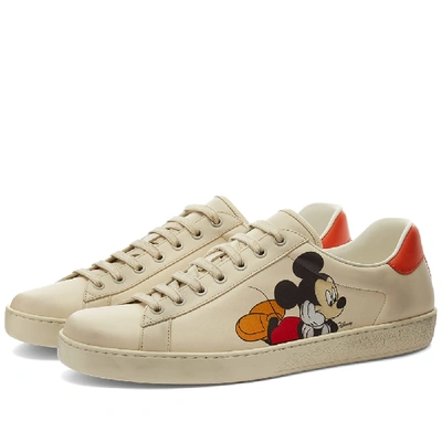 Shop Gucci Mickey Mouse New Ace Sneaker In White