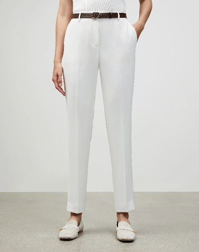 Shop Lafayette 148 Plus-size Finesse Crepe Clinton Ankle Pant In White