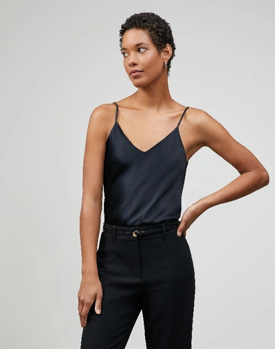 Shop Lafayette 148 Plus-size Silk Charmeuse Bias Tank In Black