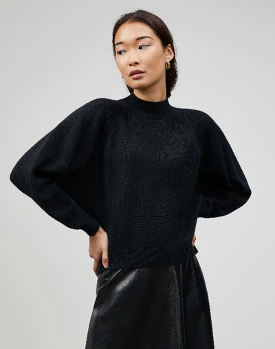 Shop Lafayette 148 Plus-size Cashmere Round Sleeve Crewneck Sweater In Black