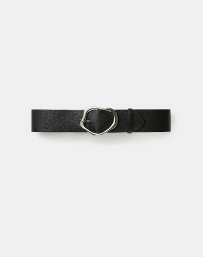 Shop Lafayette 148 Italian Leather Irregular Circle Buckle Wide Belt In Black