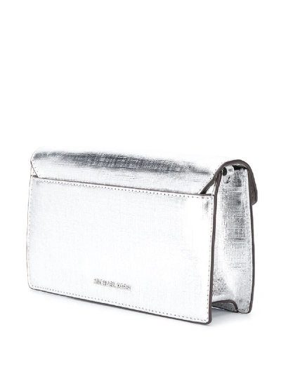 Shop Michael Michael Kors Grace Leather Mini Bag In Silver