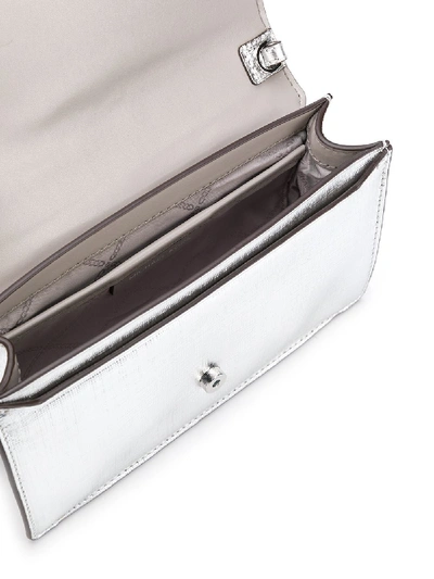 Shop Michael Michael Kors Grace Leather Mini Bag In Silver