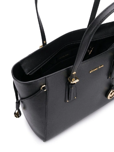 Shop Michael Michael Kors Voyager Leather Tote Bag In Black