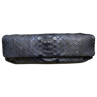 Pre-owned Bottega Veneta Blue Python Clutch Bag