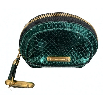 Pre-owned Burberry Green Python Purses, Wallet & Cases