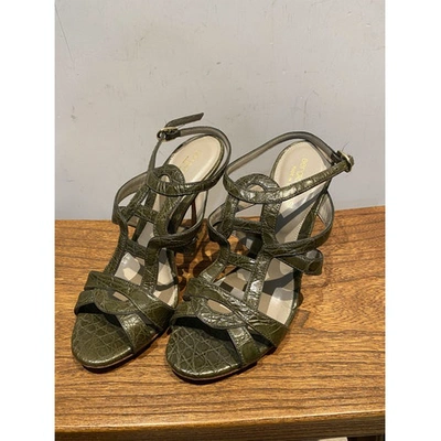 Pre-owned Sergio Rossi Leather Sandals In Green