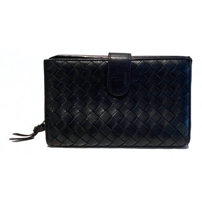 Pre-owned Bottega Veneta Intrecciato Leather Wallet In Black