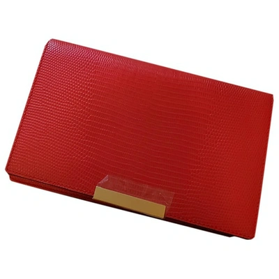 Pre-owned Oroton Leather Clutch Bag In Red