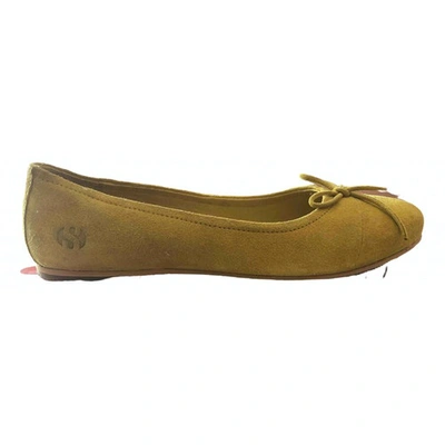 Pre-owned Superga Yellow Suede Ballet Flats