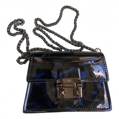 Pre-owned Trussardi Blue Patent Leather Handbag
