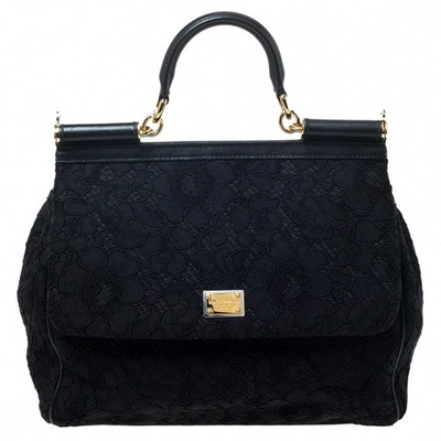 Pre-owned Dolce & Gabbana Sicily Black Leather Handbag