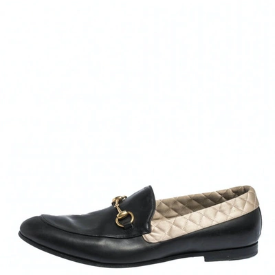 Pre-owned Gucci Jordaan Black Leather Flats