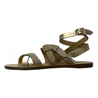 Pre-owned Jcrew Leather Sandal In Gold