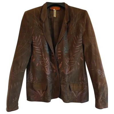 Pre-owned Roberto Cavalli Brown Leather Jacket