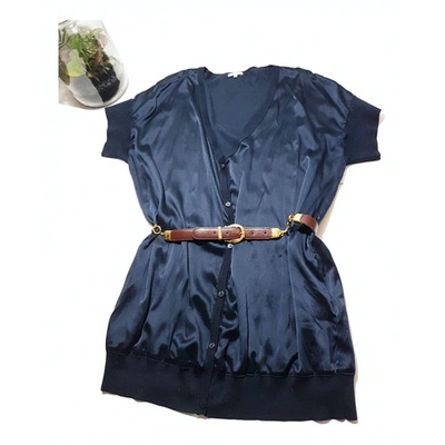 Pre-owned P.a.r.o.s.h Silk Mini Dress In Navy