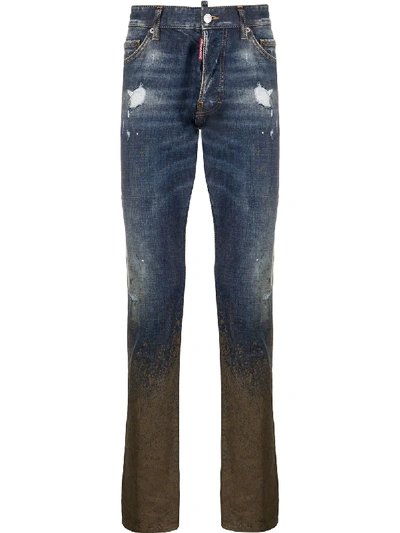 Shop Dsquared2 Dirty-effect Slim-fit Jeans In Blue