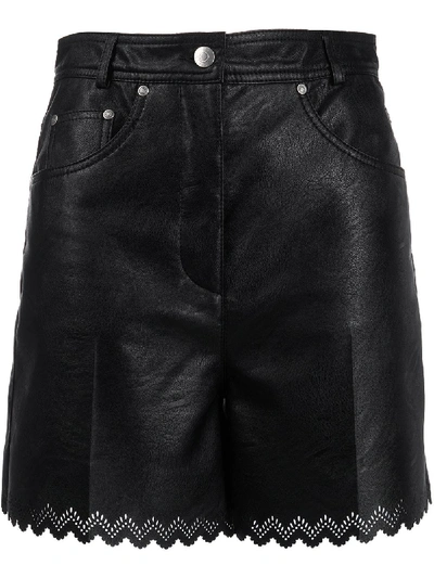 Shop Stella Mccartney Leather-effect Scalloped Shorts In Black