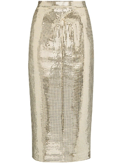 Shop Anouki Disco Ball Midi Pencil Skirt In Metallic