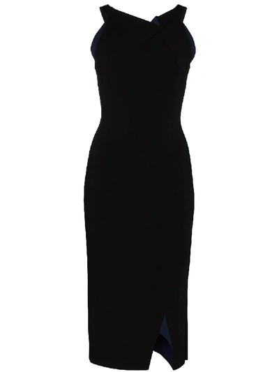 Shop Roland Mouret Klint Fitted Midi Dress In Black