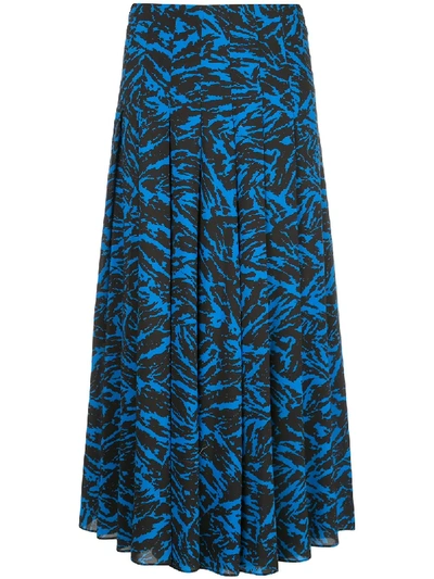 Shop Jason Wu Abstract Print Midi Skirt In Blue
