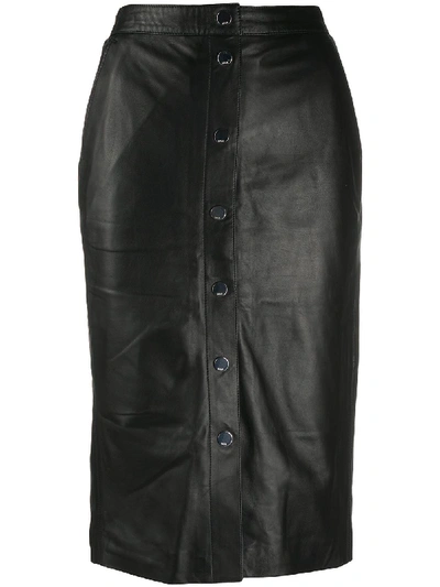 Shop Karl Lagerfeld High-rise Leather Skirt In Black